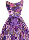 Late 1950s - Early 1960s Purple & Pink Floral Designer Dress - New!