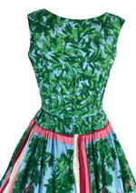 Stunning 1950s Scenic Novelty Print Cotton Dress- New!