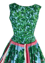 Stunning 1950s Scenic Novelty Print Cotton Dress- New!