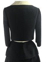 1960s Rare Lilli Ann Black and Cream Ribbed Gabardine Suit - New!