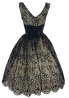 Late 1950s to Early 1960s Black Flocked Chiffon Party Dress- New!