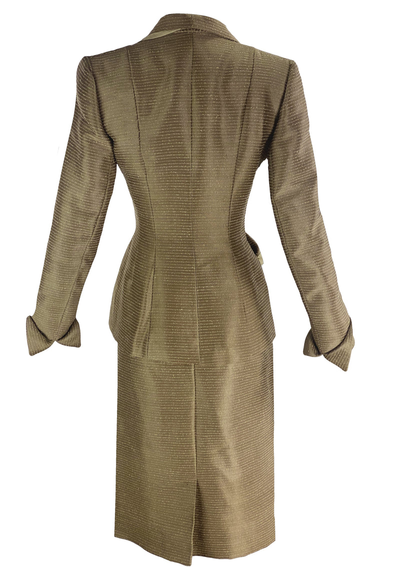 Rare Documented 1950s Lillli Ann Caramel Silk Suit- New!