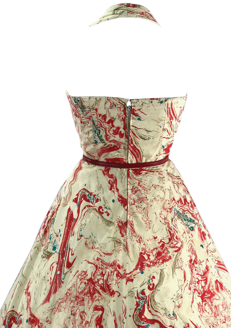 Incredible 1950s Designer Splatter Cotton Halter Dress - New! (ON HOLD)