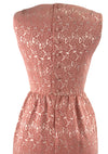 Early 1960s Coral Pink Floral Jacquard Dress Ensemble- New!