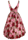 Stunning 1950s Silk Rose Print Dress- New!
