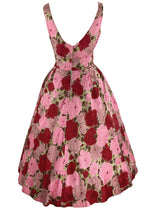 Stunning 1950s Silk Rose Print Dress- New!