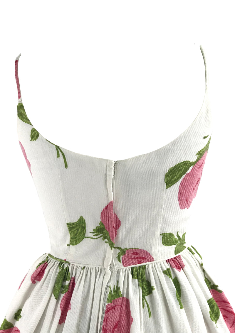 Vintage 1950s Pink Roses Pique Cotton Sundress- New! (ON HOLD)