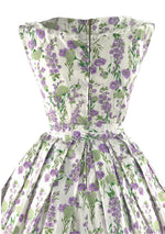 1950s Cotton Dress with Lavender & Sage Green Flowers - New!