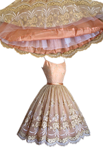 1950's Peach Painted Floral Chiffon Party Dress- New !