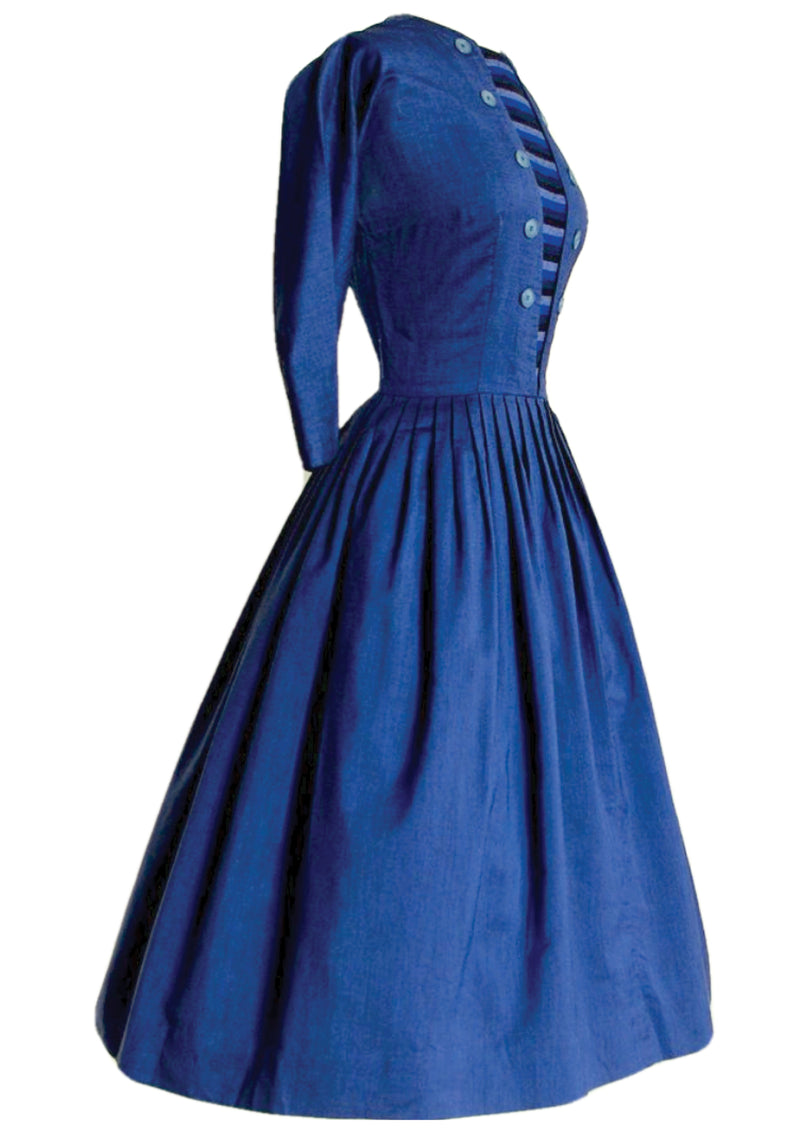 Vintage 1950s Blue Sailor Cotton Dress- New!