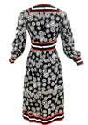 Vintage 1960s Black Optical Print Designer Dress- New!