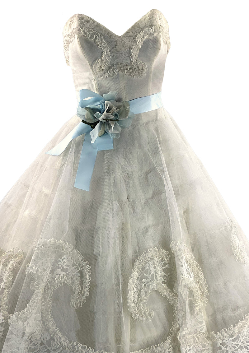 Late 1950s Ivory Tulle & Lace Party Dress  - New!
