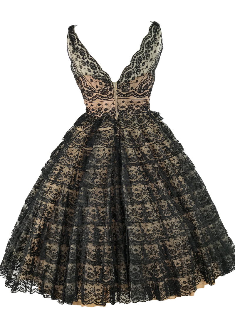 Spectacular 1950s Black Lace Cocktail Dress- New!