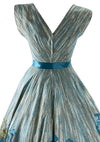 1950s Morning Glories Applique Cotton Dress  - New!