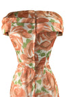 Late 1950s to Early 1960s Orange Roses Wiggle Dress - New!