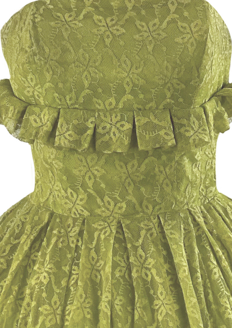 Early 1960s Chartreuse Lace Party Dress - NEW!