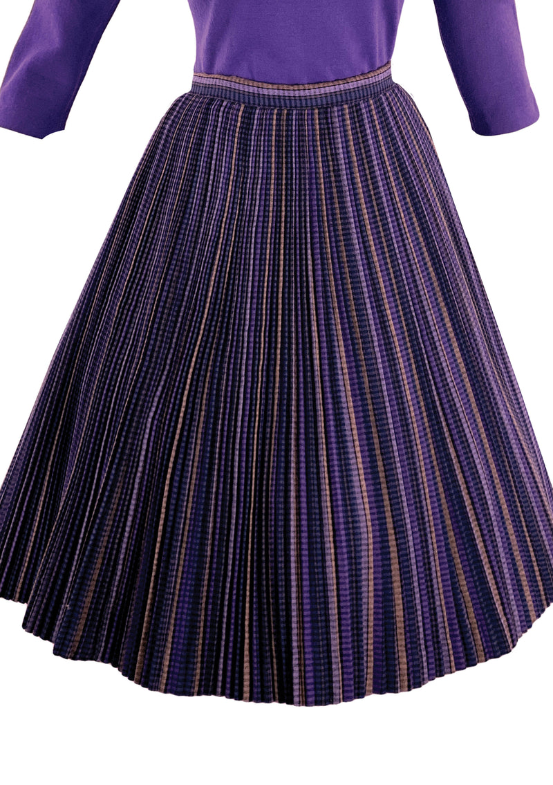 Stylish Designer 1950s Purple Wool Top and Skirt Set- New!