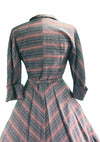 Late 1940s Early 1950s Grey & Pink Chevron Stripe Dress- New!