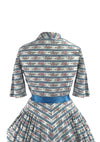 Vintage 1950s Pink Floral Cotton with Blue Stripes- New!