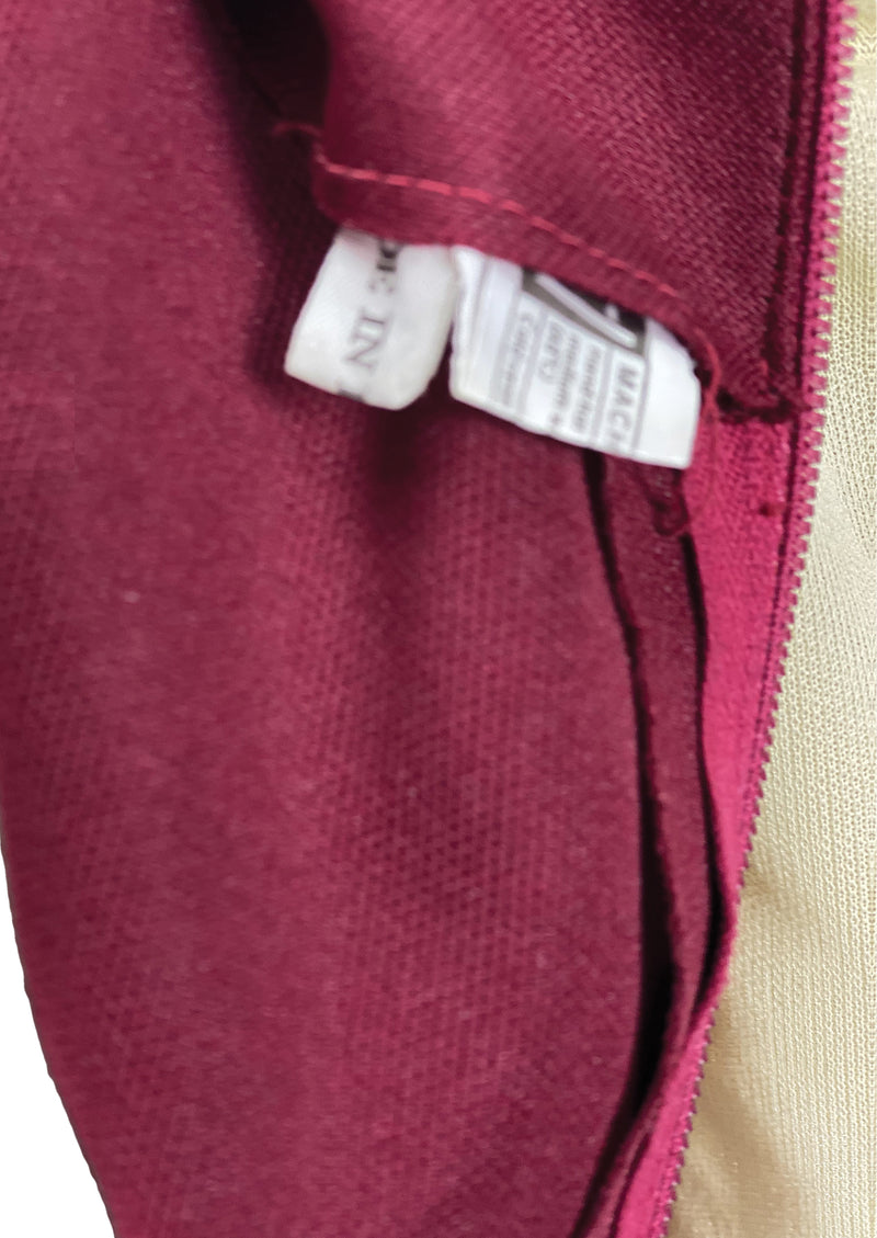 Vintage 1970s Burgundy & Cream Colour Block Maxi Dress - NEW!