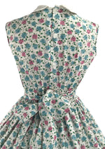 Vintage 1950s Pink and Blue Roses Floral Cotton Dress - New! (ON HOLD)