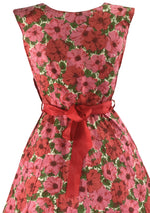 Vintage 1950s Pink & Rose Floral Cotton Dress- New!