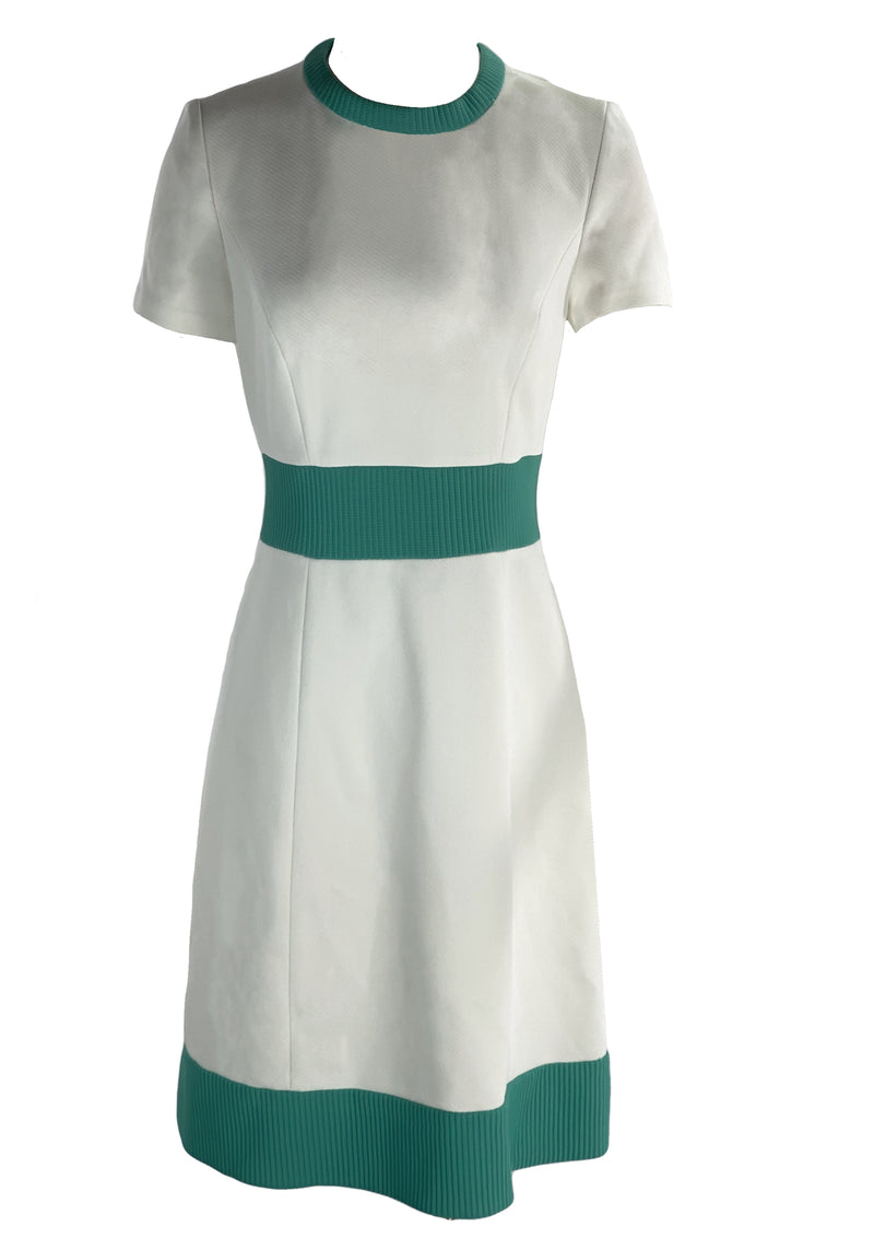 1960s Turquoise & White Designer Dress & Coat Ensemble- New! (ON HOLD)