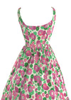 Late 1950s Early 1960s Pink and Jade Floral Cotton Sundress- New!