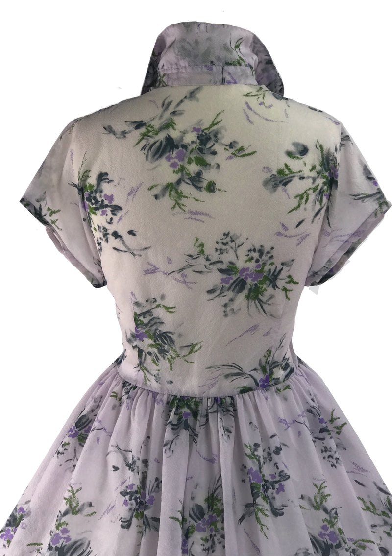 Original 1950s Lilac Floral Impressionist Violets Dress - New!