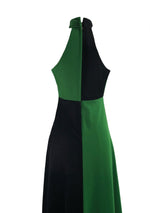 Vintage 1970s Green and Black Colour Block Maxi Dress- New!