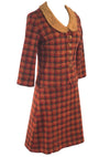 Vintage 1960s Cranberry & Brown Plaid Wool Suit  - New!