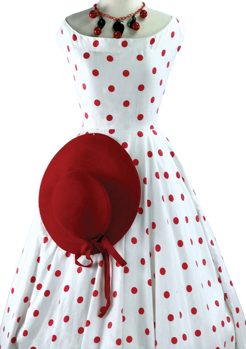 Vintage 1950s White & Red Polka Dot Cotton Dress Vintage 1950s White & Red Polka Dot Cotton Dress