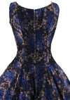 Late 1950s Early 1960s Royal Blue & Bronze Brocade Dress- New!