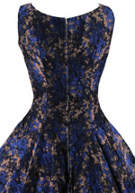 Late 1950s Early 1960s Royal Blue & Bronze Brocade Dress- New!