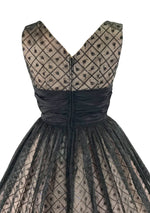 Vintage 1950s Black Flocked Chiffon Glitter Party Dress - New!