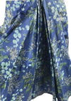 Sensational 1950s Draped Blue Floral Silk Cocktail Dress - New!
