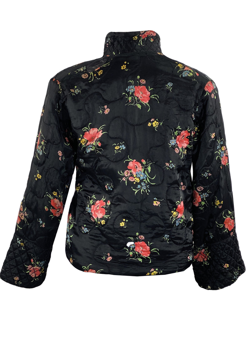 Stunning Early 1930s Black Floral Quilted Jacket  - NEW!
