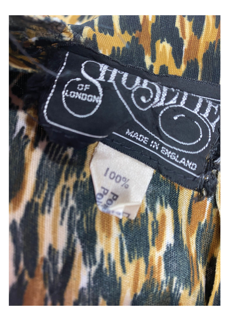 Fabulous 1970s Wild Cat Jersey Print Dress- New!