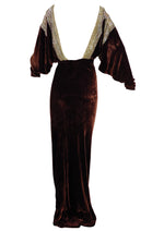 Vintage 1930s Chocolate Brown Balloon Sleeve Gown - New!