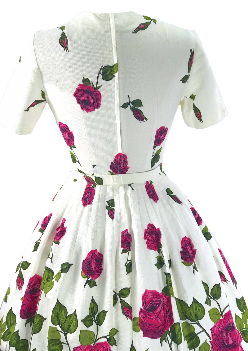Outstanding Magenta Roses Pique Cotton Dress- New!