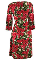 Early 1960s Quality Red Floral Silk Dress- New!