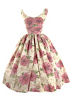 Gorgeous Late 1950s - Early 1960s Pink Roses Dress- New!