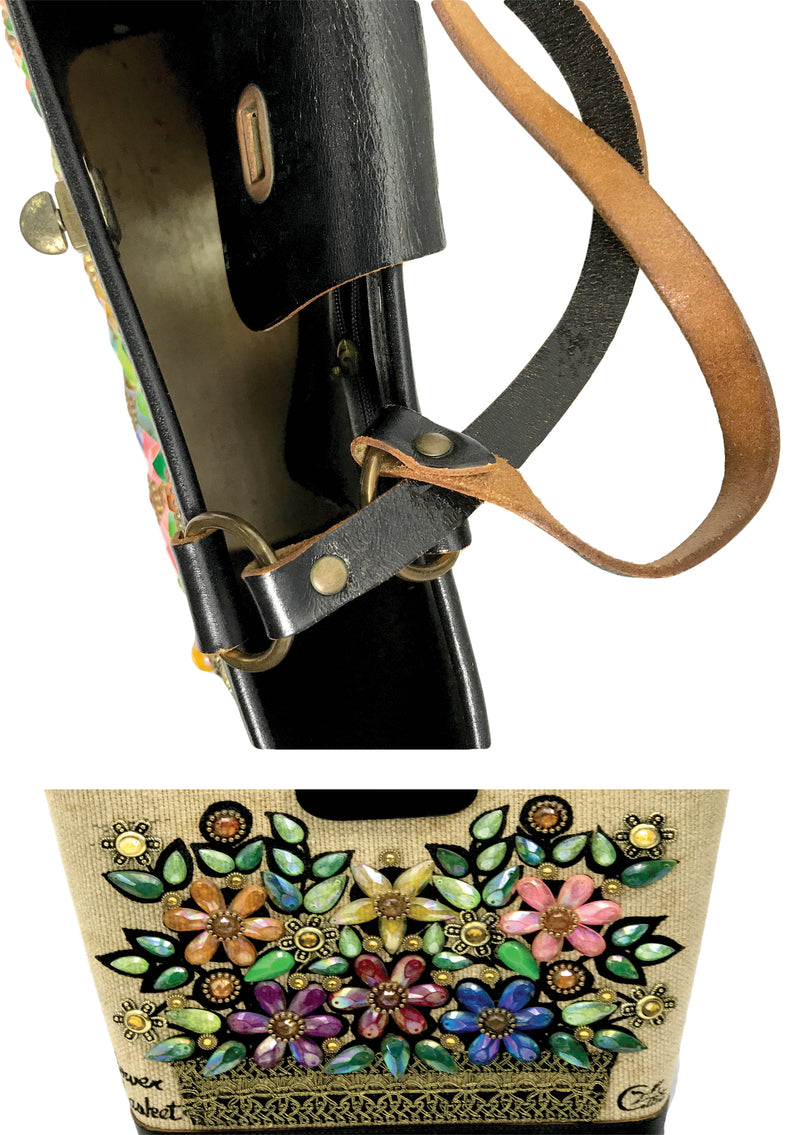 Vintage 1960s Edith Collins Jewelled Canvas Handbag - New!