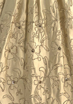 1950s Beaded Pale Gold Silk Satin Cocktail Dress - New!