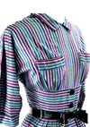 1950's Slate, Blue, Jade & Purple Striped Dress - New!