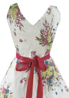 Vintage 1950s 3D Trapunto Cotton Floral Spray Dress  - New!