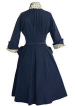 Fantastic 1950s New Look Navy Faille Dress- New!