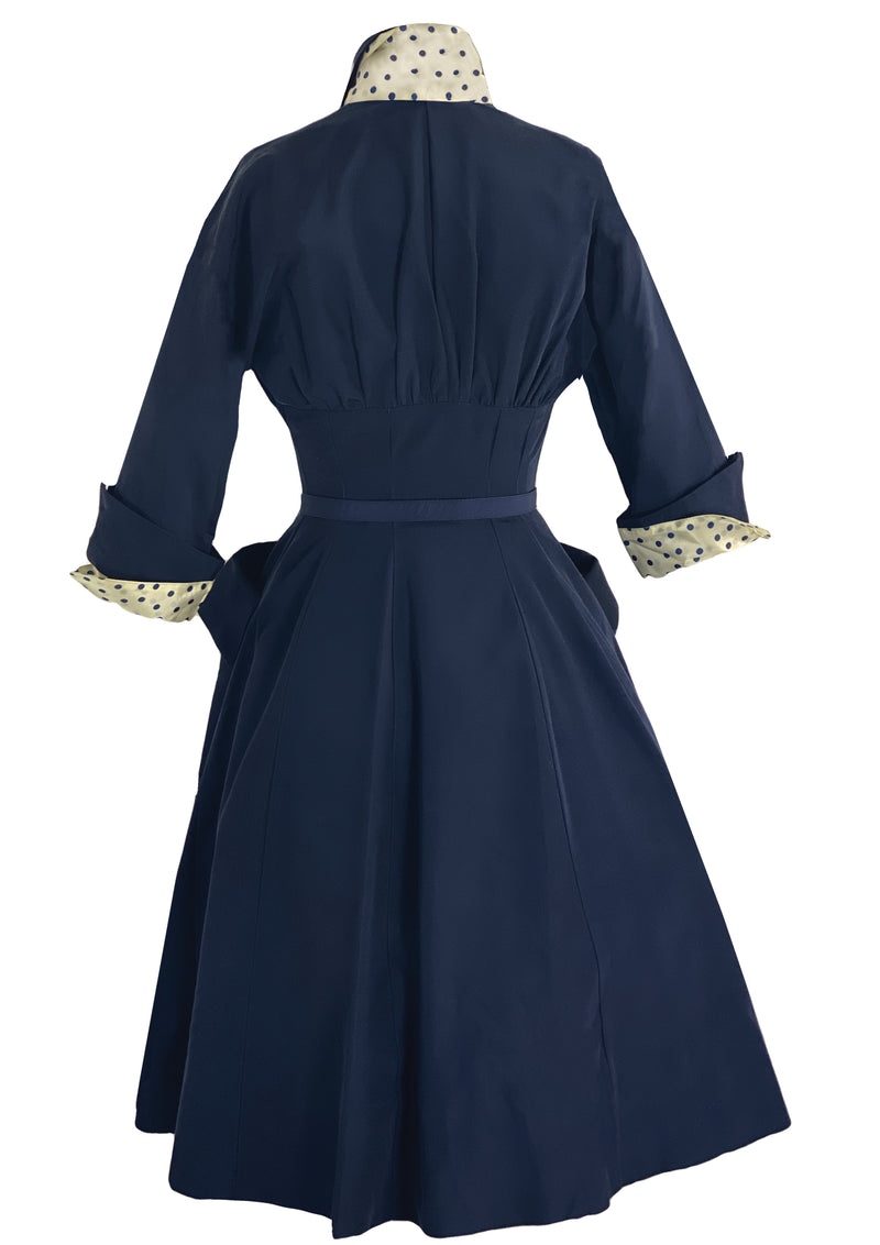 Fantastic 1950s New Look Navy Faille Dress- New!