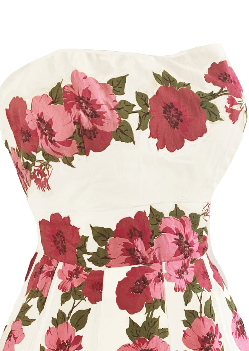 Vintage 1950s Pink Trailing Flowers Dress- NEW!