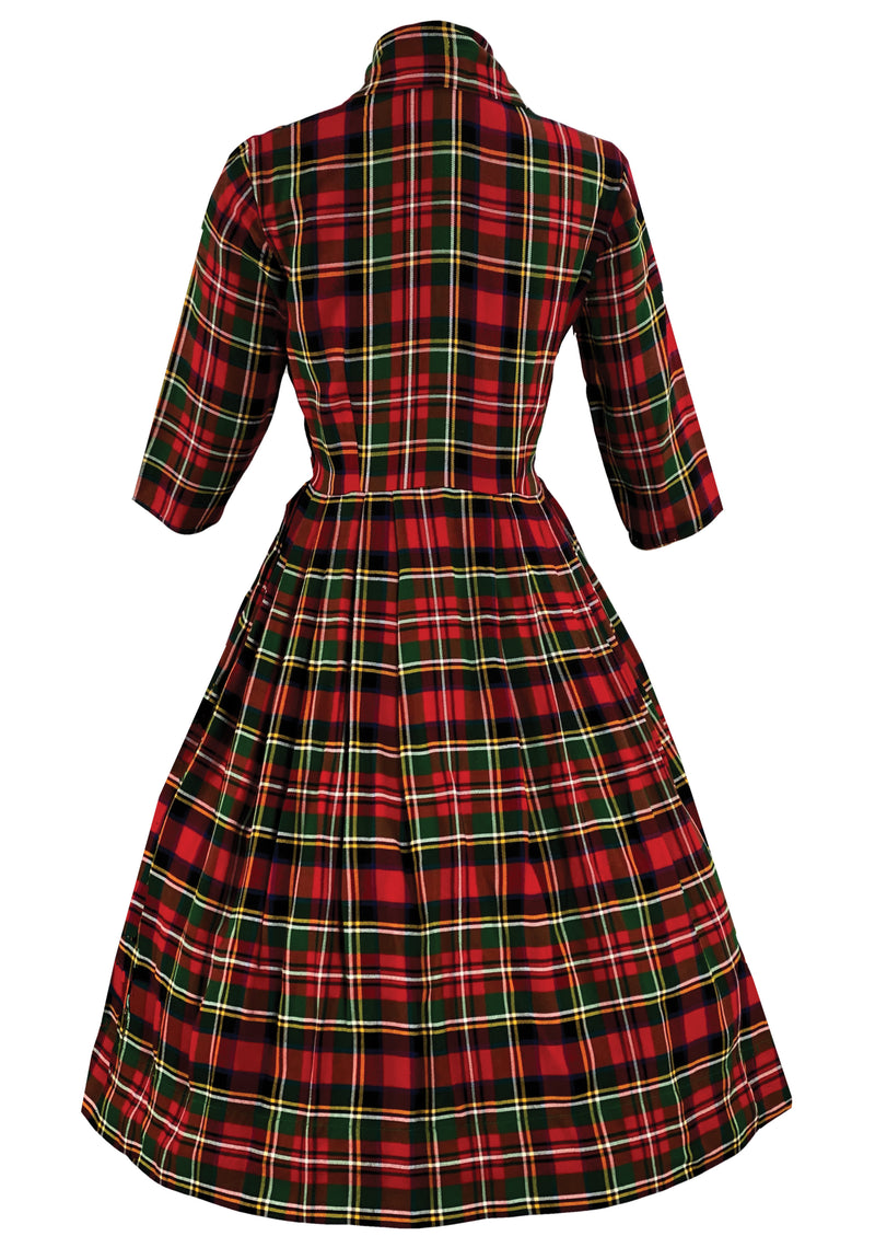 Late 1950s to Early 1960s Red and Green Tartan Dress  - NEW!